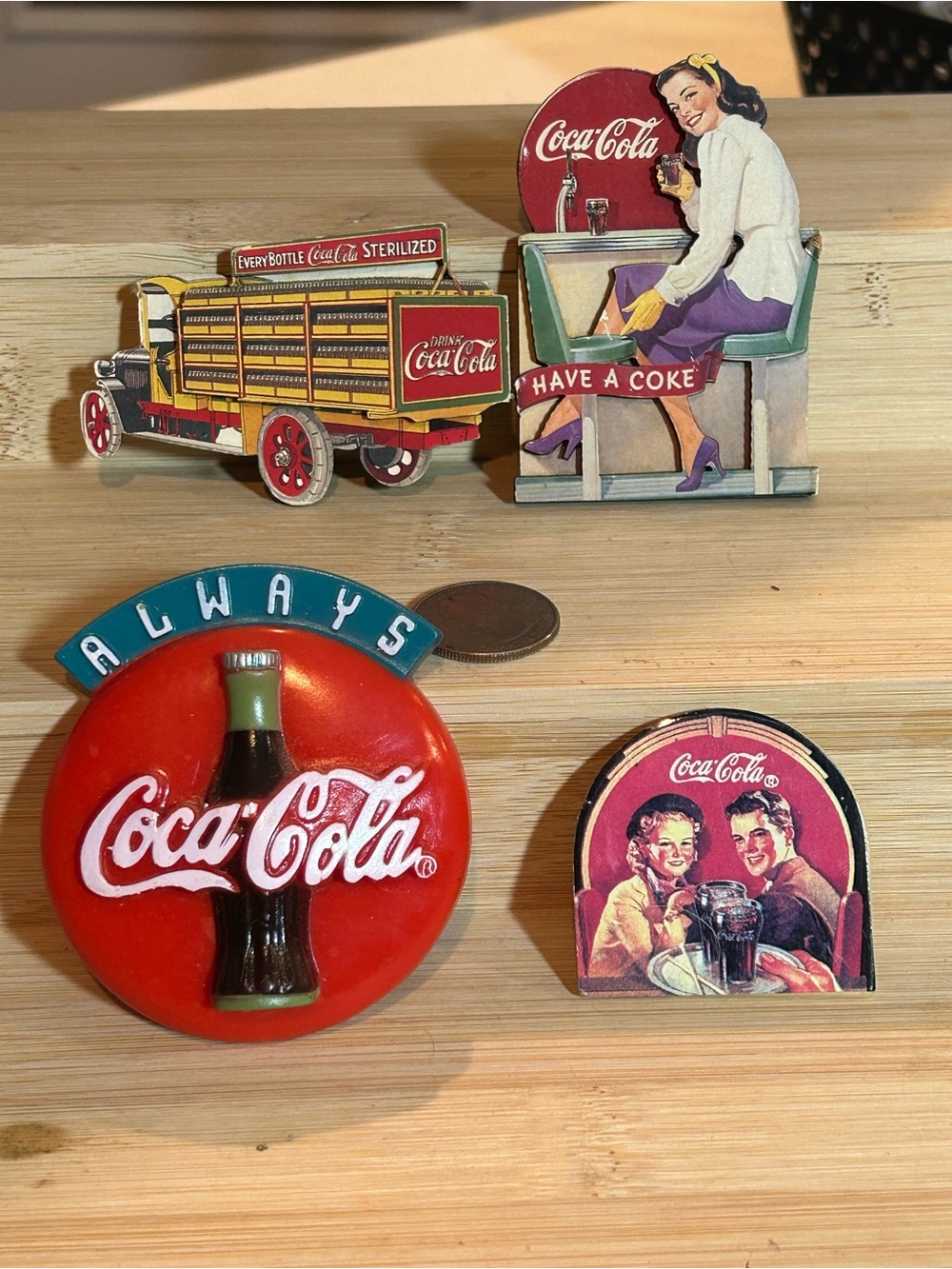Coca Cola Red, Green and Teal Retro Magnet Set